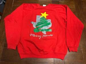 Vintage 1988 Merry Texmas Texas Christmas Tree Red Crewneck Sweatshirt XL Hanes